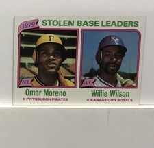 1980 Topps 1979 Stolen Base Leaders Omar Moreno/Willie Wilson #204