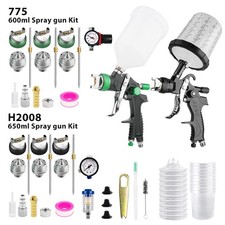 Hvlp Spray Gun With 10pcs 650ml Disposable Paint Cups 3 Nozzles1.41.72.0mm
