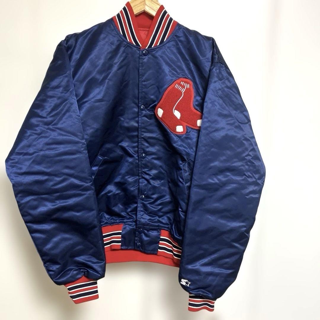 90s レッドソックス スタートジャケット Lサイズ Starter Boston Red Sox Satin Jacket L Navy 90s Vintage USA