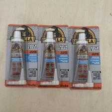 Gorilla Waterproof Caulk And Seal 100% Silicone 2.8 Oz  Each 3 Pack New In Pack