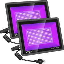 2 Pack 150W Black Light Flood Light, Blacklight with Plug, IP66 Waterproof fo...
