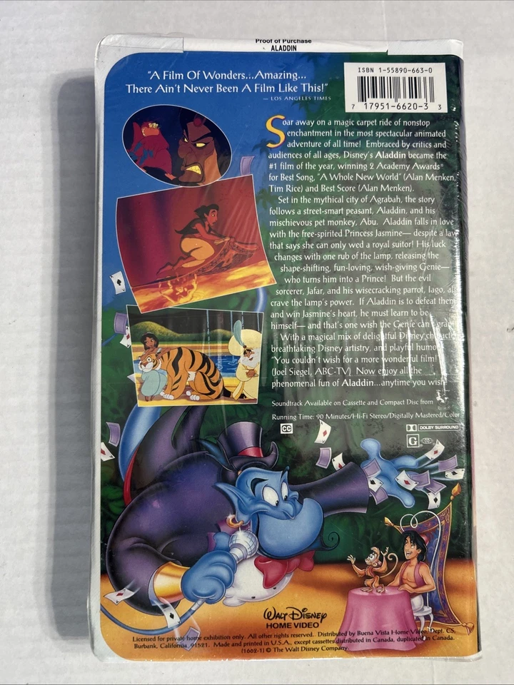 New Sealed Aladdin - A Walt Disney Classic VHS VHS1662 Foto 3 de 4