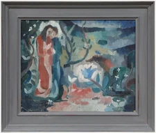 Charles Betremieux (1919-1997) - Framed 1938 Oil, Figures Amongst Woodland Flora