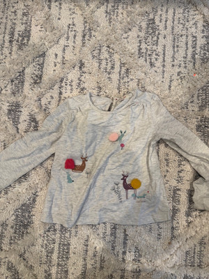 CATIMINI Long Sleeve T-shirt Cotton Size 4 with Pom Poms
