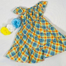 Colorful Plaid TIered Maxi Dress  Headband for 18" American Girl Doll Josefina