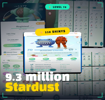 Pokémon Go Acc Level 70 +118 Shiny +9.3m Stardust - Male