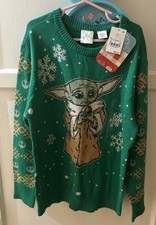 Star Wars Christmas Baby Yoda Grogu Sweater Boys M Green New Holiday Soft