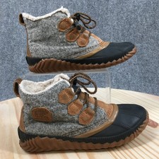 Sorel Out 'N About Plus Felt Boots Youth 3 Winter Casual Comfort Ankle Top Brown