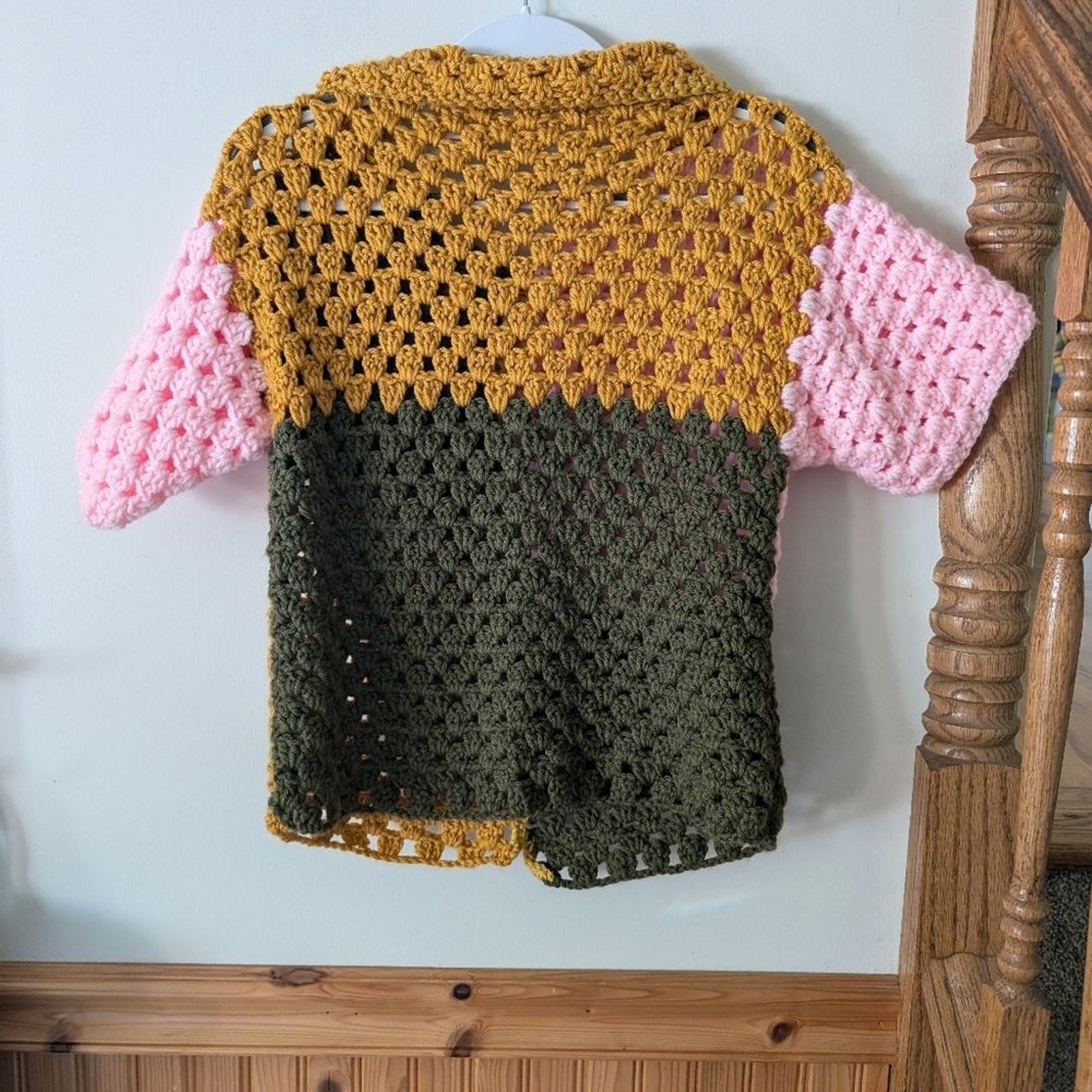 Handmade Crochet Patchwork Colorful Button Down P… - image 4