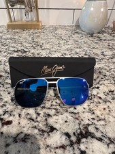 NEW Maui Jim SHARKS COVE B605-02 Polarized Sunglasses Blue Mirror Gray Frame