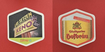 Stuttgarter Hofbräu KENO Brauerei Bierdeckel Bier