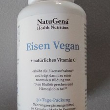 NatuGena Eisen + Vitamin C 42 mg, 90 Kapseln, glutenfrei, 100% vegan