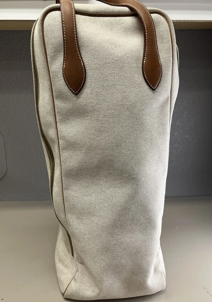 罕见 Hermes 马术复古帆布和皮革包 ProRider 靴子包4200 美元 — 第 4/4 张图片