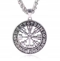 Wikinger Kompass Vegvisir Runen Halskette Nordisch 60Cm