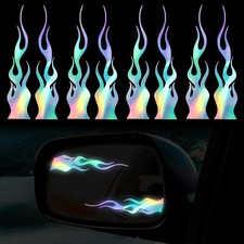 8pcs Flame Reflective Stickers, 5.9"X1.2" Decals for Sports  White