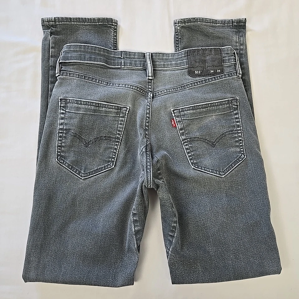 Pantalones de mezclilla elásticos ajustados Levis 511 para hombre 34x34 (32x32) gris 19111-0096 Foto 3 de 4