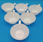 Fire King Anchor Hocking White Milk Glass Soup Chili Bowls with Handle Lot of 6