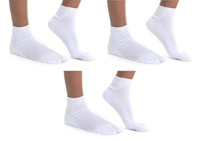 Athletic Thicker Flip Flop Tabi Socks - White Ankle (3 Pairs)