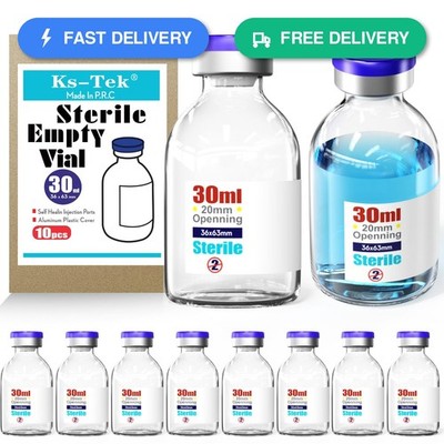 Ks-Tek Sterile Empty Vials with Self Healing Injection Port,with Flip Off...