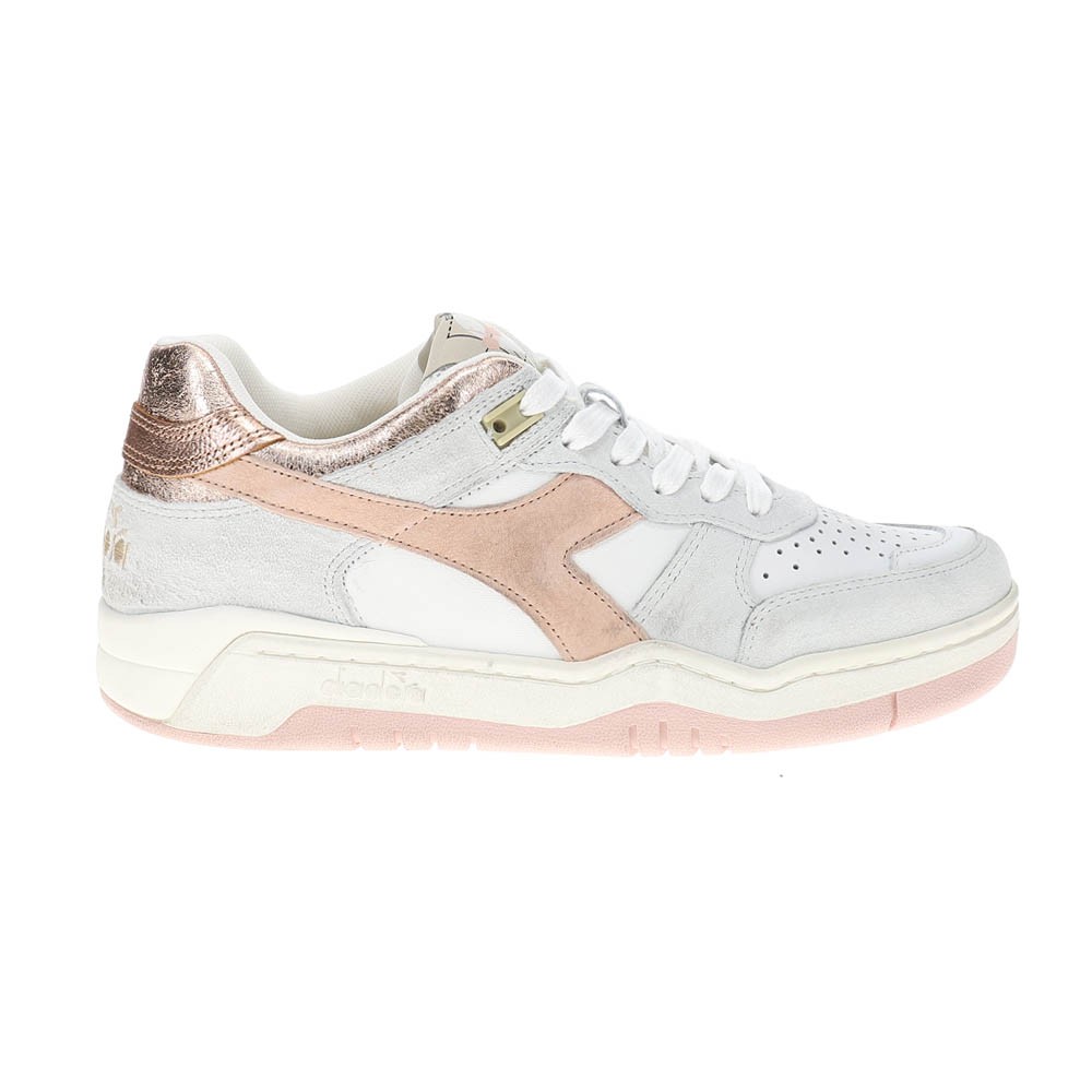 diadora B.560 Crackle Lame Metallic Lace Up  Womens Grey, Pink Sneakers Casual S