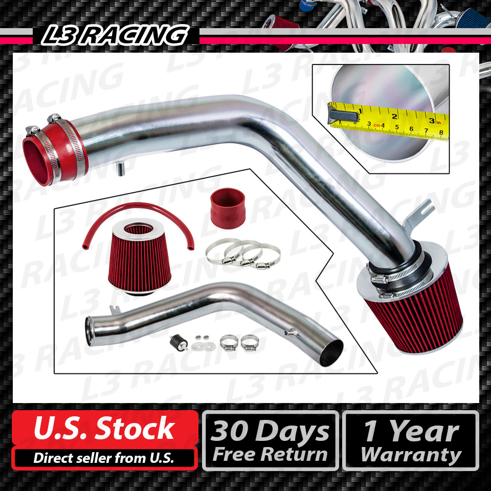 RED RACING COLD AIR INTAKE KIT+DRY FILTER FOR HONDA 03-07 ACCORD 3.0L V6