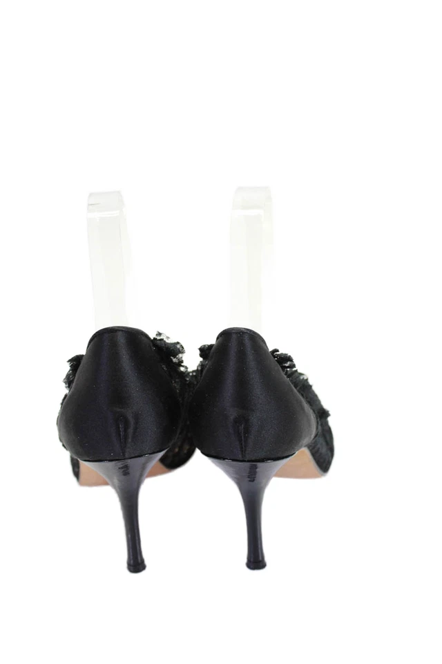 Beverly Feldman Womens Lace Bow Detail Slide On Pumps Black Size 7.5 Medium - Image 3 of 4