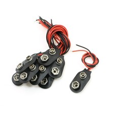 10Pc 15cm Double Wires 9V Batteries Clip Connectors Holder Black Red