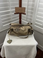 Vintage Juicy Couture Jane/Janie Satchel Cracked Metallic Gold Leather Y2K