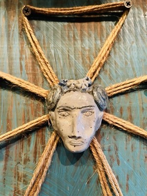 Vintage Frida Kahlo Viva Frida Inspired Folk Art Mexican Wall Decor (OOAK).