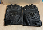 Mens Leather Spike stud Punk Rocker Driving Motorcycle Biker Fingerless Gloves