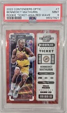 2022 Contenders Optic Benedict Mathurin Rookie Ticket Asia Red Wave PSA 9
