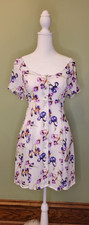 NWT NOS SMALL Forever 21 F21 Floral Dress Tie Waist Fit & Flare Button Front