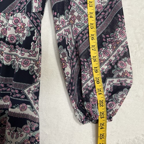 Julia Jordan Mock Neck Long Sleeve Midi Dress Size 6 Tile Floral Pleated Retro - Picture 15 of 16