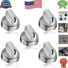 5 Pack Stainless Steel Gas Stove Knob Replacement for GE - Easy Install & Sturdy