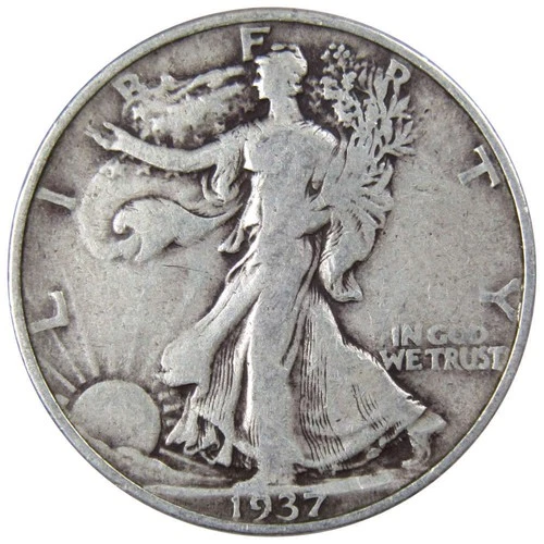 1937 Liberty Walking Half Dollar Circulated Silver 50c Coin