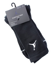 NWT / 3-PAIR - JORDAN JUMPMAN Men's EVERYDAY MAX Black CREW SOCKS - L Fits 8-12