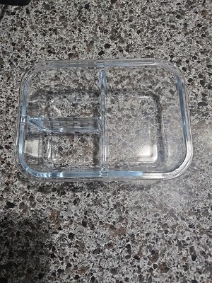 Blue Glass Food Container Divided Compartment Meal Prep Bento Lunch Box BPA Free