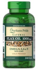 Puritan's Pride Natural Flax Oil 1000 mg - 240 Rapid Release Softgels