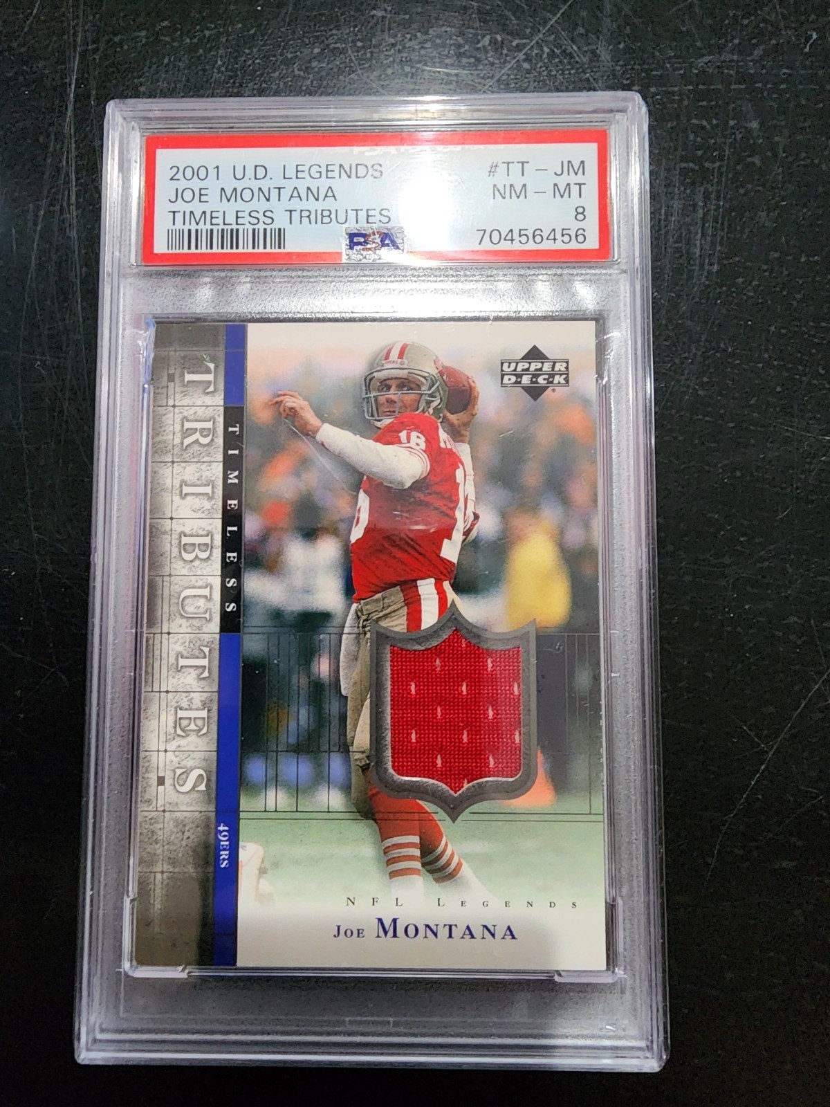 2001 Upper Deck Legends - JOE MONTANA - Timeless Tributes Game Used Jersey 49ers view 5