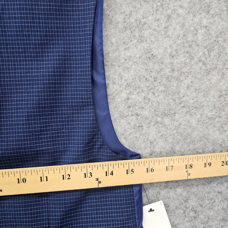Calvin Klein Vest Boys 14 Blue Grid Check Slim Fit Stretch Formal Suit Waistcoat - Image 4 of 4