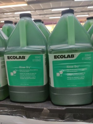 2 Gallons Ecolab 10942 Rinse Dry, Commercial-Grade Rinse Aid 