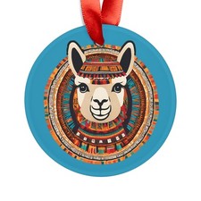 Alpaca Inca Peruvian Style - Round Acrylic Ornament - Personalized Gift