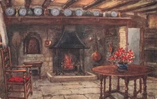 Anne Hathaway's Cottage Kitchen Stratford-on-Avon Vintage Postcard