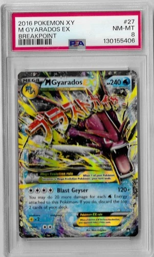 PSA 8 NM-MT M Gyarados EX 27/122 Breakpoint XY Mega Pokemon TCG Card