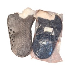 Unbranded Sz M Two Pair Fleece Lined Slipper Socks No Slip Cozy