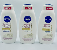 Lot of 3 NIVEA Sensitive Radiant Body Wash w/ Nourishing Serum 20oz Each