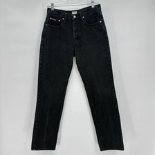 Calvin Klein Women  s Vintage Black Button Fly 90s Straight Leg Denim Jeans 5