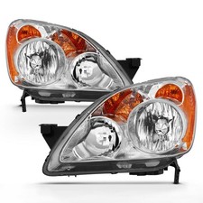 Pair Factory Headlights Clear Lens Chrome Housing for CR-V 05-06 33101S9AA11