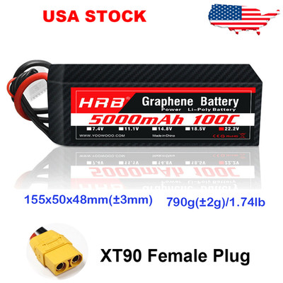 HRB 6S 22.2V LiPo Battery 5000mAh 100C XT90 for RC Helicopter Airplane Boat
