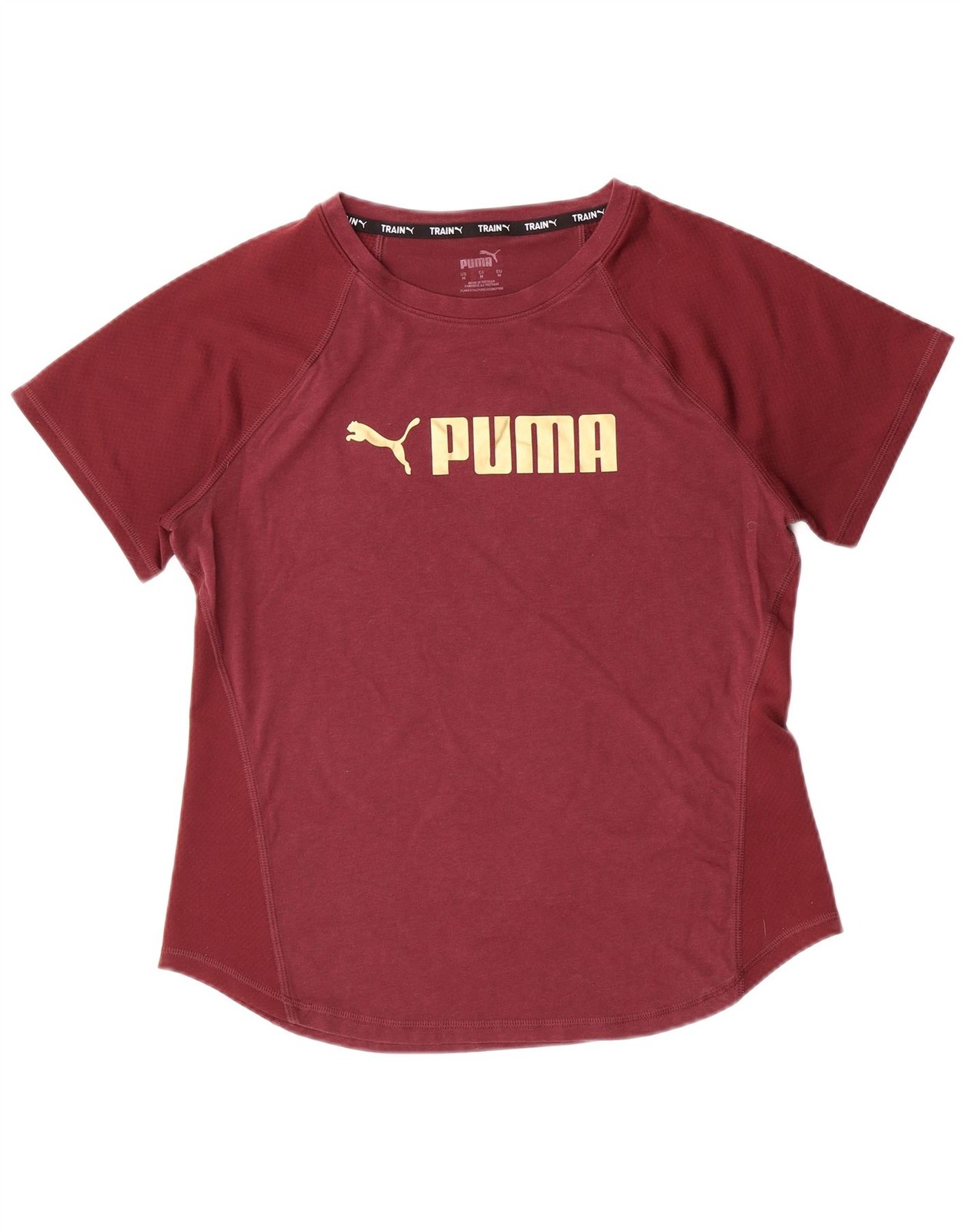 PUMA Womens Graphic T-Shirt Top UK 14 Medium Burgundy DI14